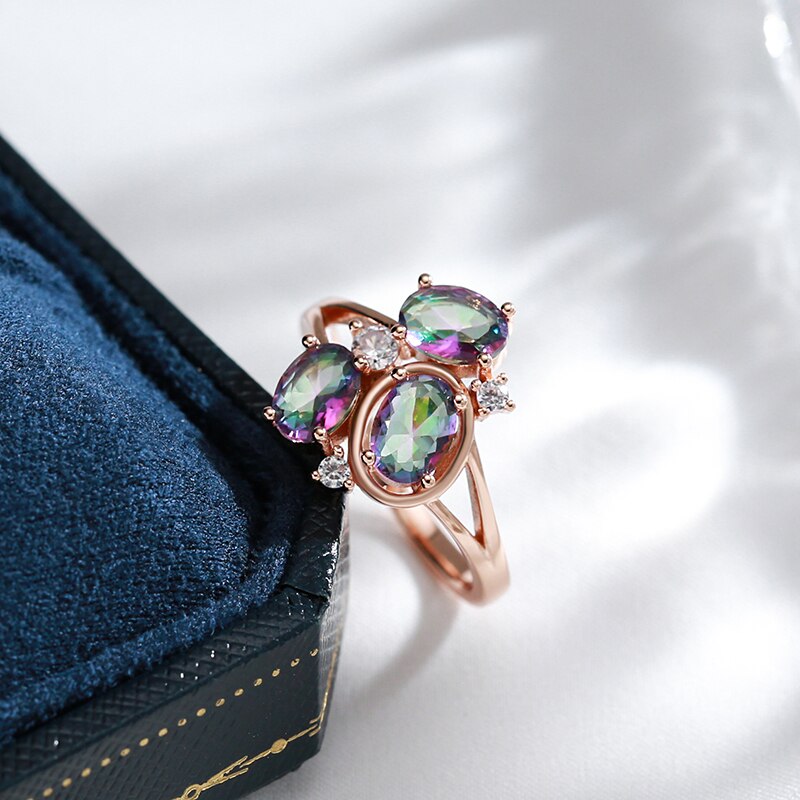 Chic Topaz 14K Rose Gold Color Ring