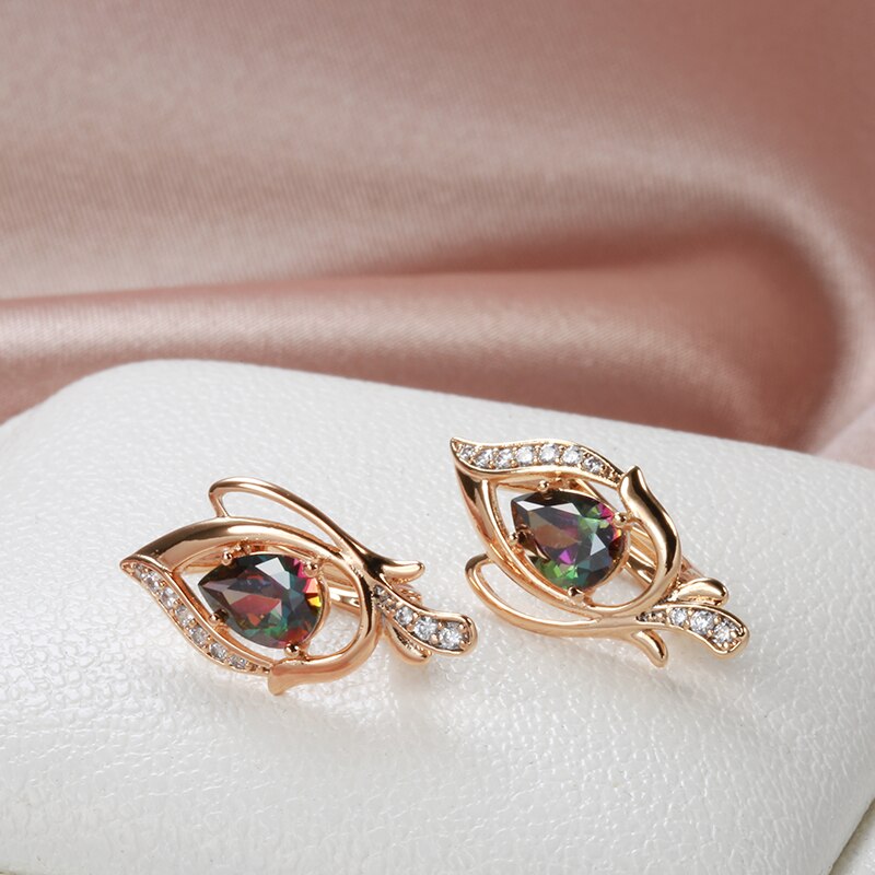 Vintage Flower Topaz 14K Rose Gold Earrings