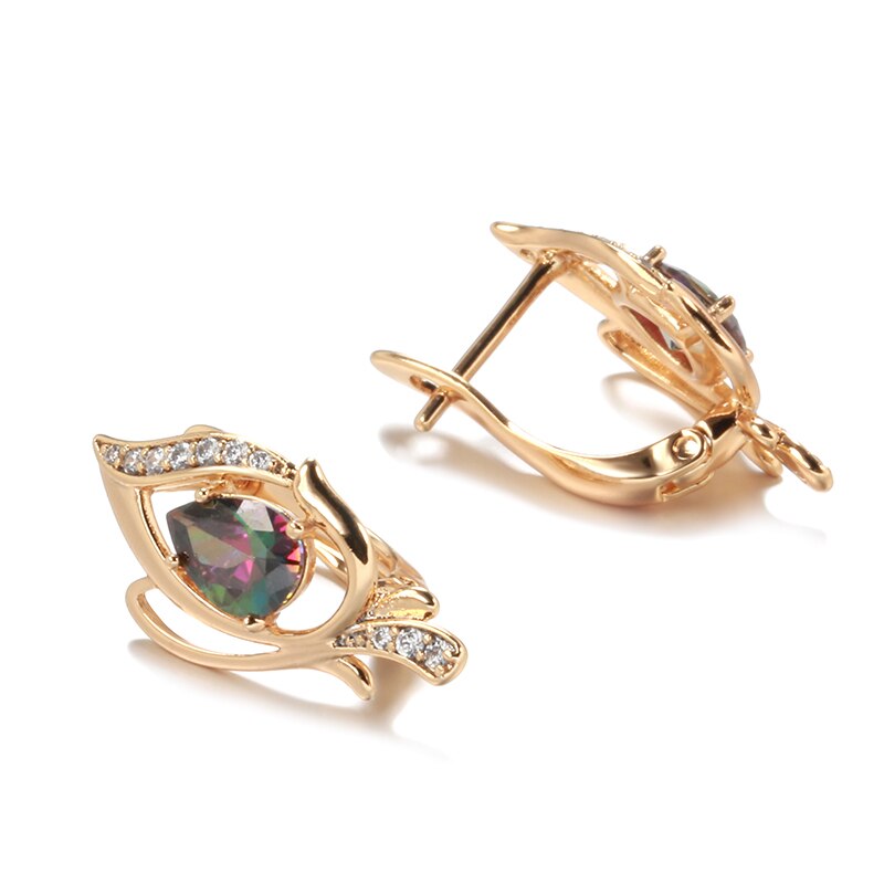 Vintage Flower Topaz 14K Rose Gold Earrings