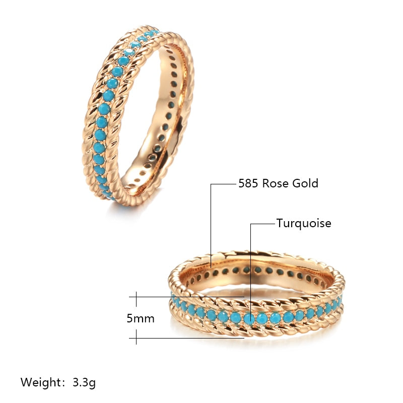 Chic Turquoise 585 Rose Gold Ring