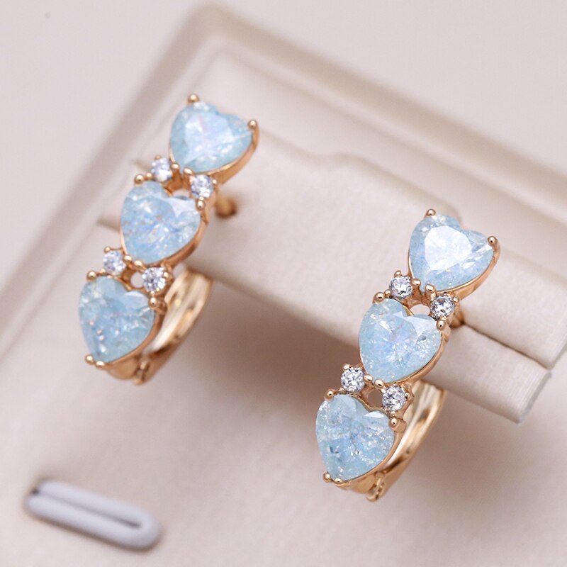 Lovely Aquamarine Heart 14K Rose Gold Earrings