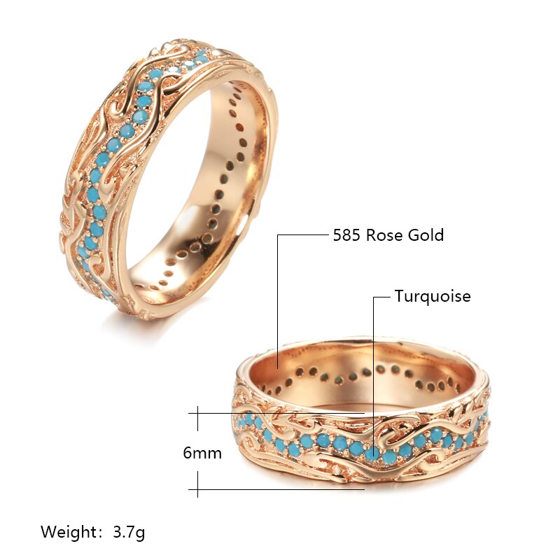 Vintage Turquoise 585 Rose Gold Ring