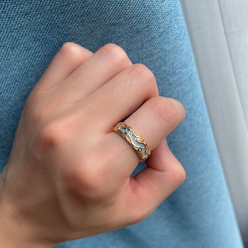 Vintage Turquoise 585 Rose Gold Ring