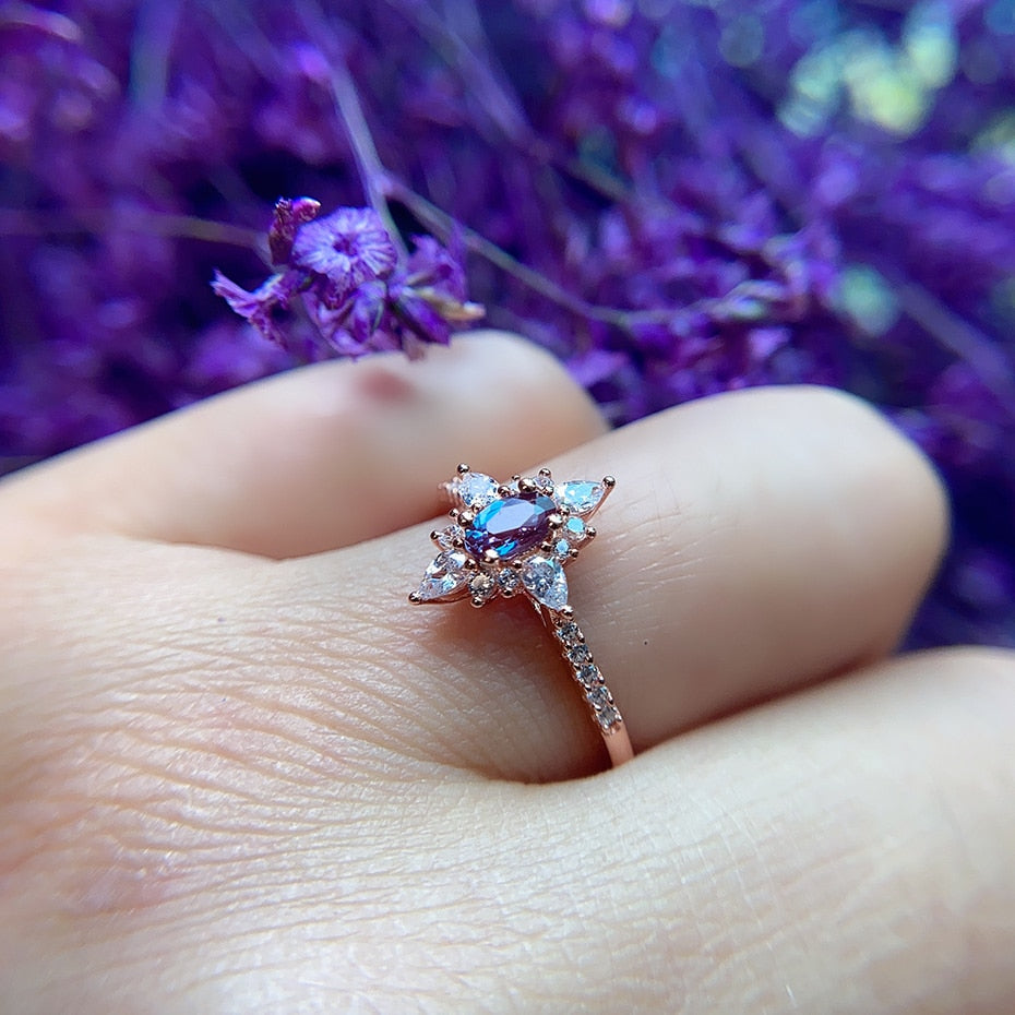 Emma Alexandrite 925 Sterling Silver Ring - Rings - Pretland | Spiritual Crystals & Jewelry
