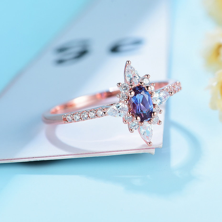 Emma Alexandrite 925 Sterling Silver Ring - Rings - Pretland | Spiritual Crystals & Jewelry