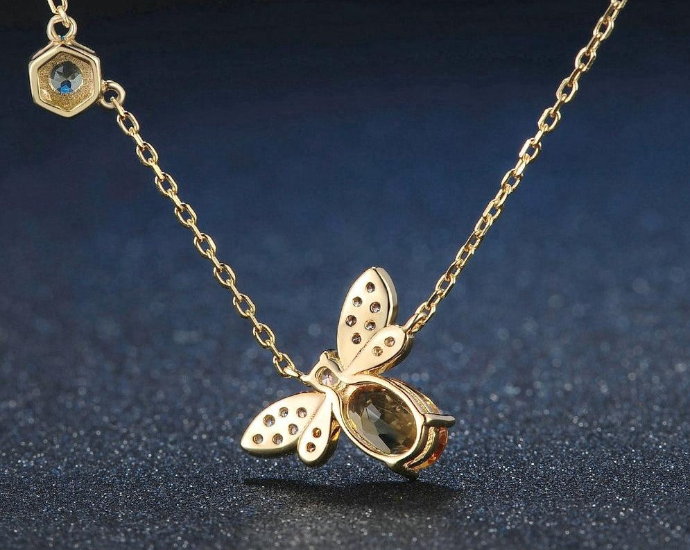 Spiritual Bee Citrine Gold Plated Necklace - Necklaces - Pretland | Spiritual Crystals & Jewelry