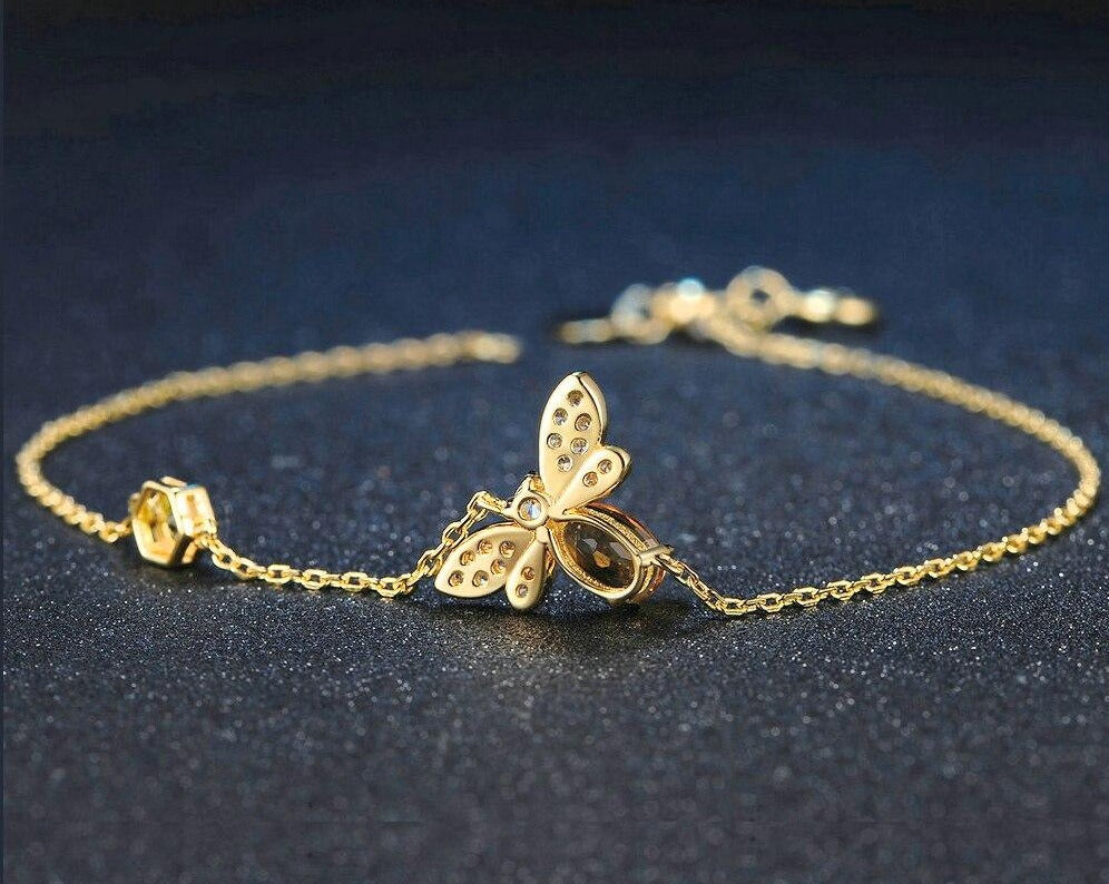 Spiritual Bee Citrine Gold Plated Bracelet - Bracelets - Pretland | Spiritual Crystals & Jewelry