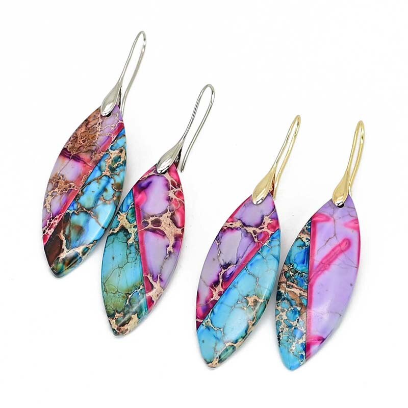 Purple Leaf Jasper Earrings - Drop Earrings - Pretland | Spiritual Crystals & Jewelry