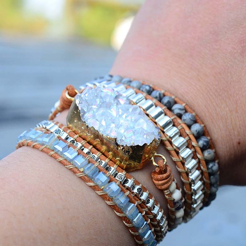 Serene Celestite Chakra Wrap Bracelet - Wrap Bracelets - Pretland | Spiritual Crystals & Jewelry