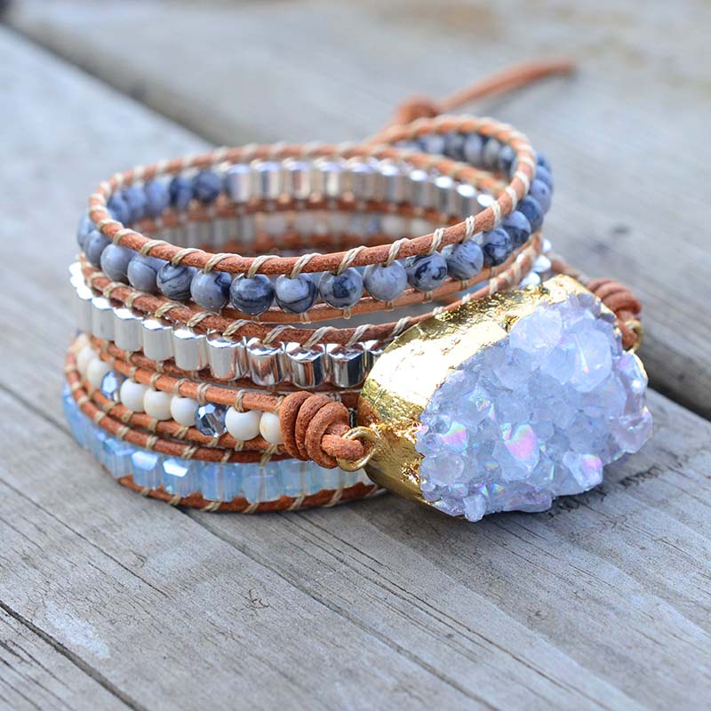 Serene Celestite Chakra Wrap Bracelet - Wrap Bracelets - Pretland | Spiritual Crystals & Jewelry