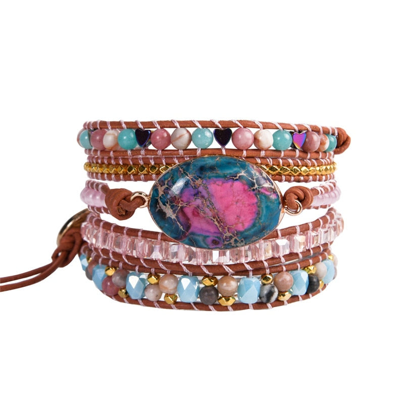 Shiny Emperor Jasper Wrap Bracelet - Wrap Bracelets - Pretland | Spiritual Crystals & Jewelry