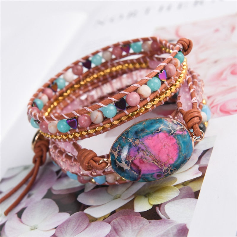 Shiny Emperor Jasper Wrap Bracelet - Wrap Bracelets - Pretland | Spiritual Crystals & Jewelry