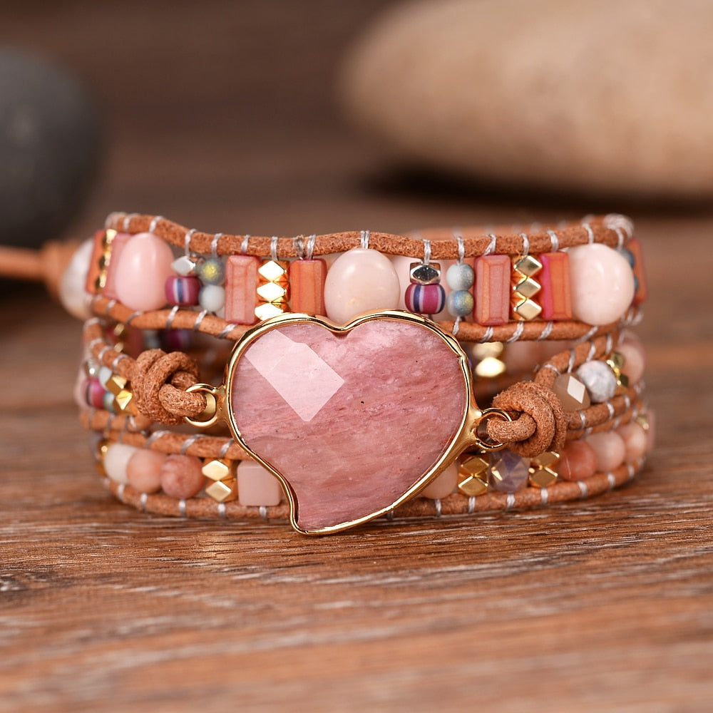 Spiritual Free Spirit Rhodochrosite Bracelet - Wrap Bracelets - Pretland | Spiritual Crystals & Jewelry