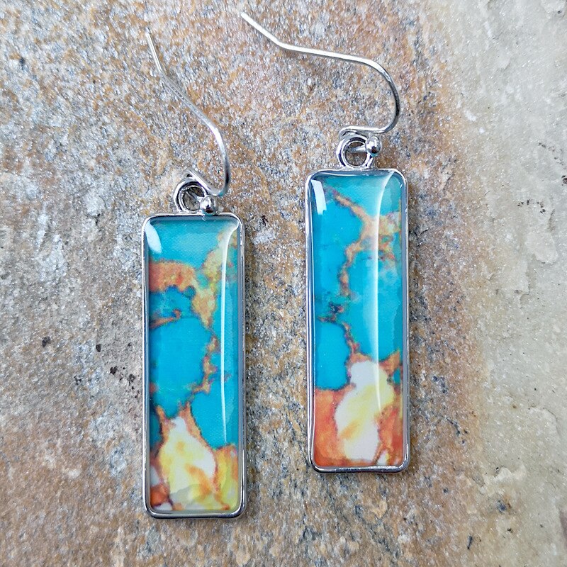 Vintage Colorful Jasper Earrings - Earrings - Pretland | Spiritual Crystals & Jewelry