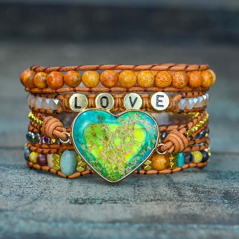 Love Leather Wrap Bracelet - Wrap Bracelets - Pretland | Spiritual Crystals & Jewelry