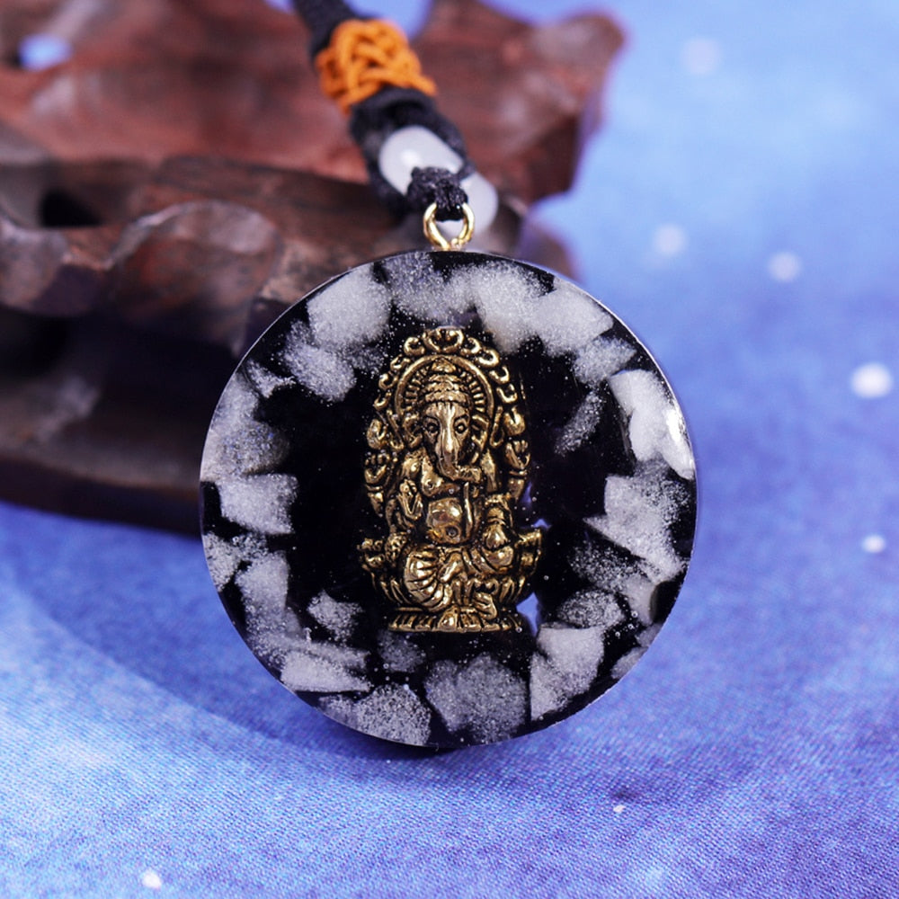 Luminous Ganesha Obsidian Necklace - Necklaces - Pretland | Spiritual Crystals & Jewelry