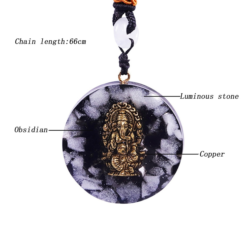 Luminous Ganesha Obsidian Necklace - Necklaces - Pretland | Spiritual Crystals & Jewelry