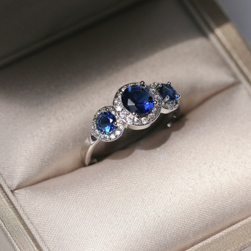 Shining Blue Zircon 925 Sterling Silver Ring - Rings - Pretland | Spiritual Crystals & Jewelry