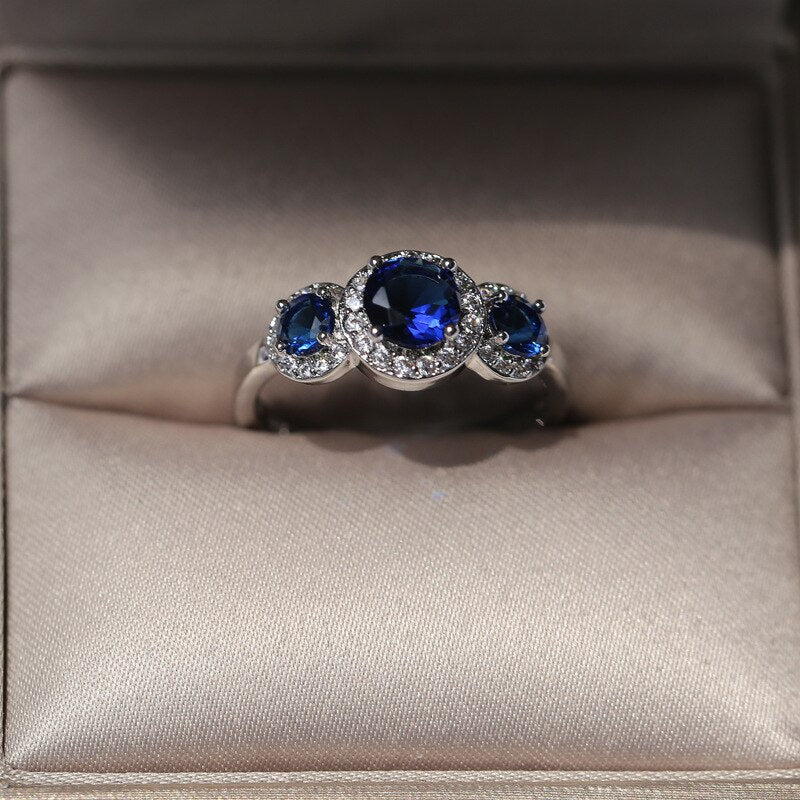 Shining Blue Zircon 925 Sterling Silver Ring - Rings - Pretland | Spiritual Crystals & Jewelry