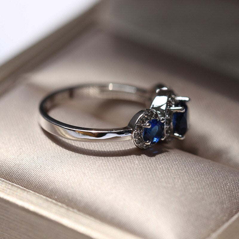 Shining Blue Zircon 925 Sterling Silver Ring - Rings - Pretland | Spiritual Crystals & Jewelry