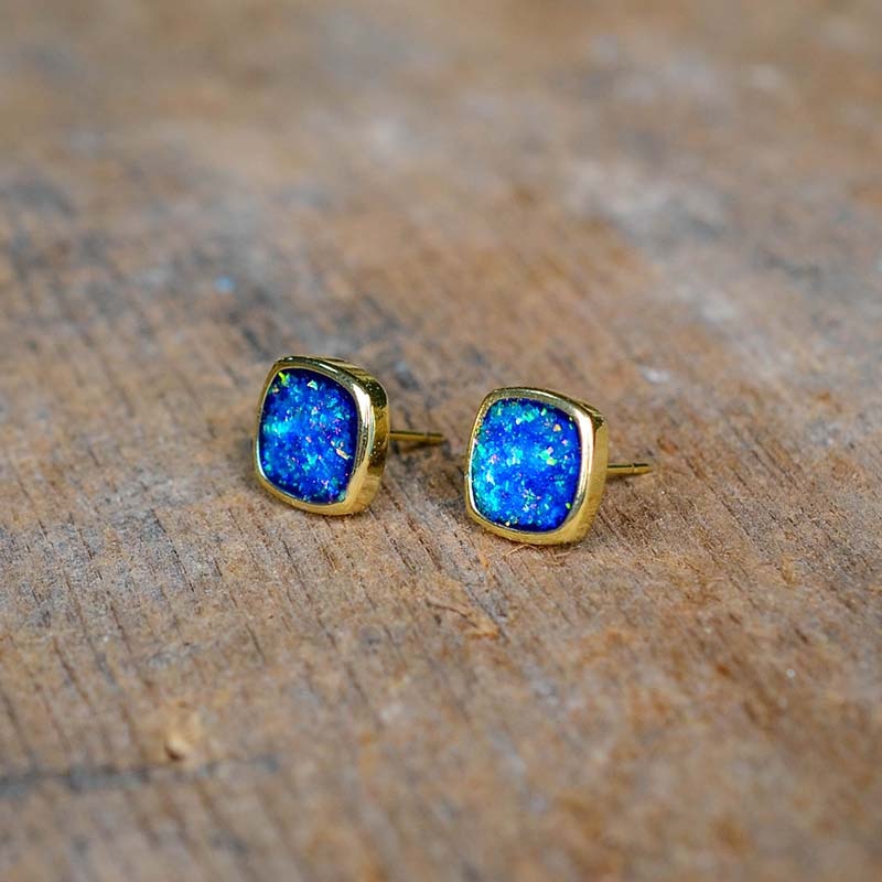 Spiritual Square Opal Earrings - Earrings - Pretland | Spiritual Crystals & Jewelry
