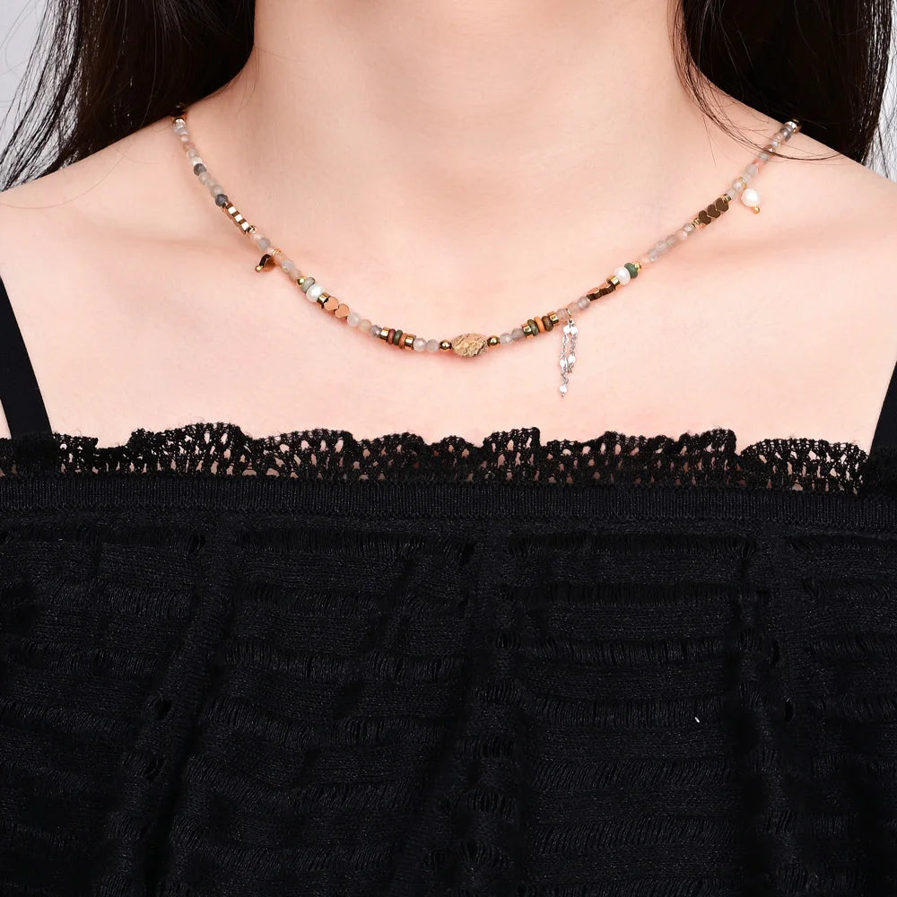 Luxury Natural Picture Stone Necklace