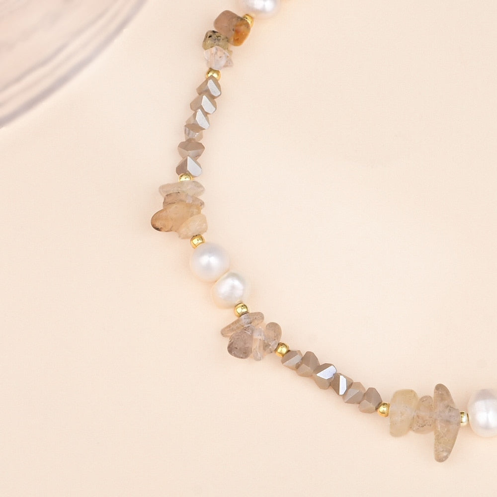 Elegant Labradorite & Pearl Necklace - Necklaces - Pretland | Spiritual Crystals & Jewelry