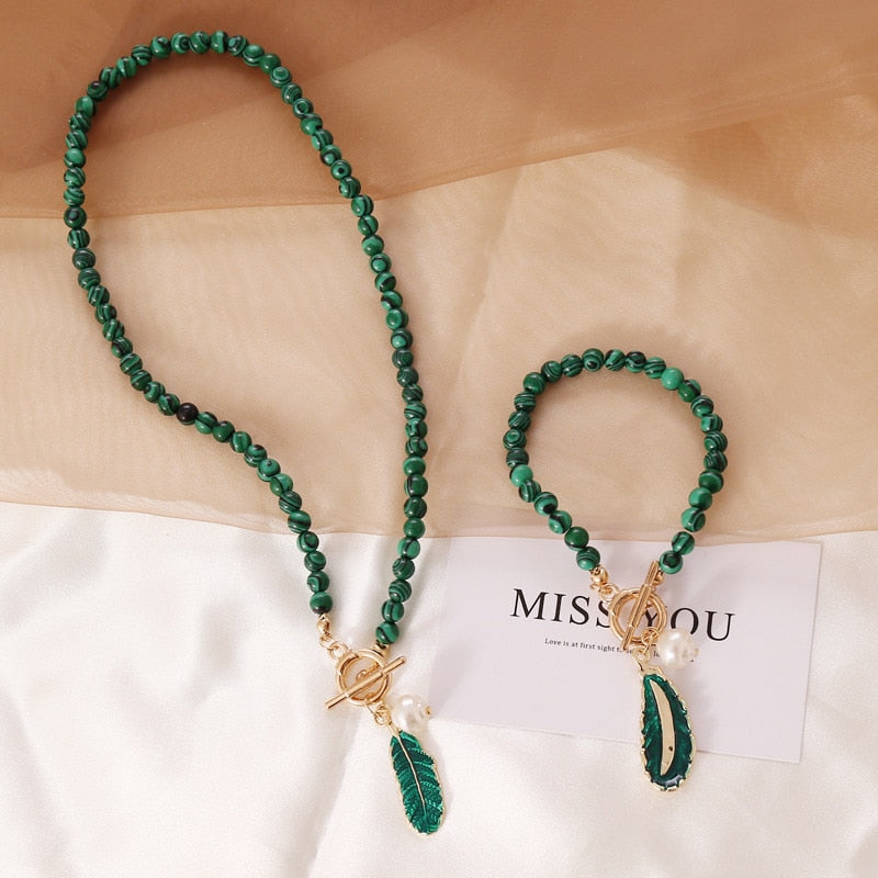Spiritual Malachite Stone Pearl Bracelet - Bracelets - Pretland | Spiritual Crystals & Jewelry