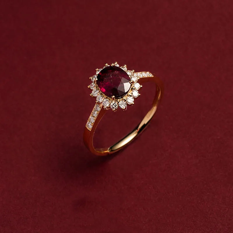 Vintage Ruby 18K Gold Plated Silver Ring