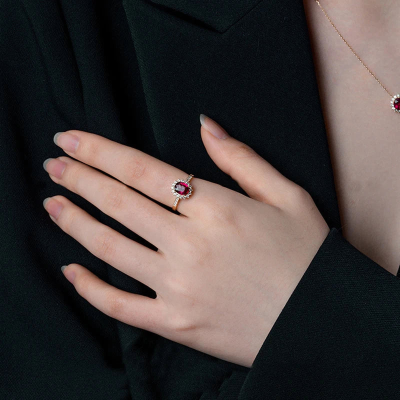 Vintage Ruby 18K Gold Plated Silver Ring