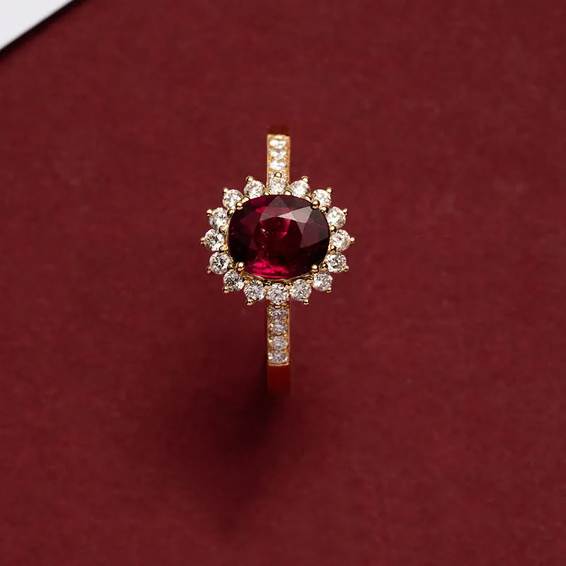 Vintage Ruby 18K Gold Plated Silver Ring