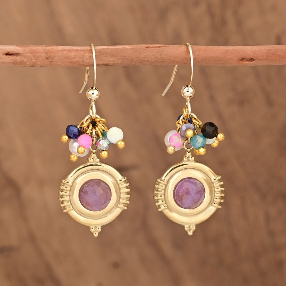Boho Design Natural Stones Earrings - Earrings - Pretland | Spiritual Crystals & Jewelry