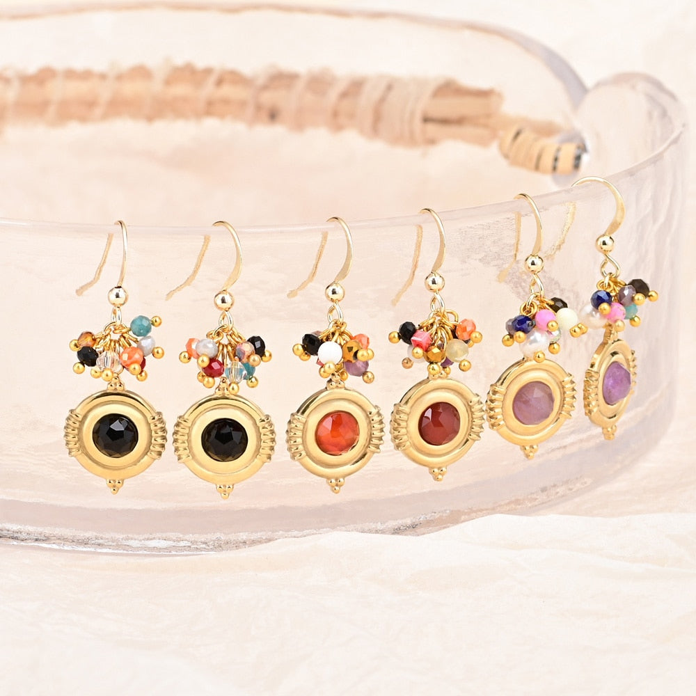 Boho Design Natural Stones Earrings - Earrings - Pretland | Spiritual Crystals & Jewelry