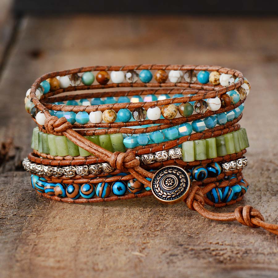 Spirit Turquoise Jasper Wrap Bracelet - Wrap Bracelets - Pretland | Spiritual Crystals & Jewelry