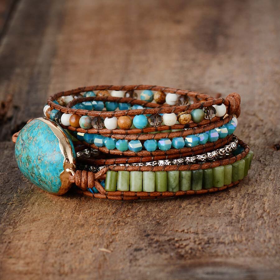 Spirit Turquoise Jasper Wrap Bracelet - Wrap Bracelets - Pretland | Spiritual Crystals & Jewelry