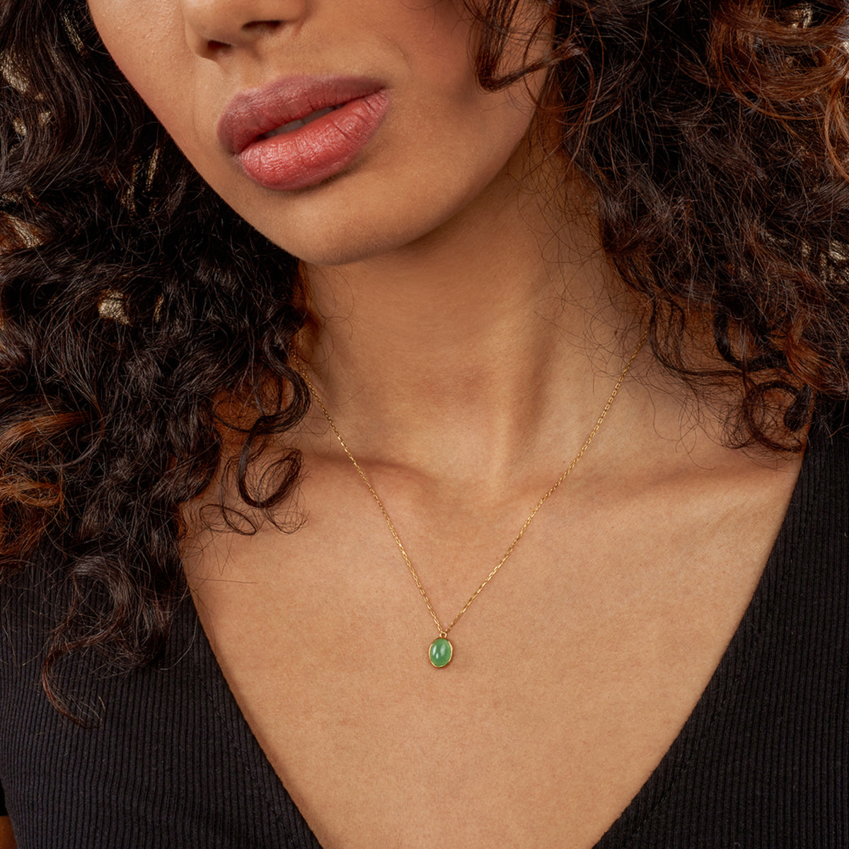 Muschio Aventurine Gold Necklace