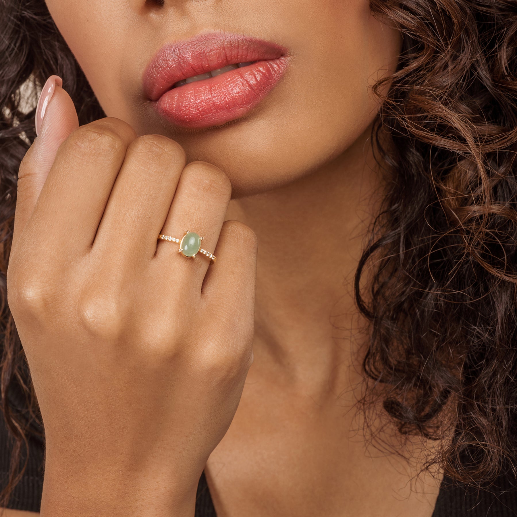 Muschio Aventurine Gold Ring
