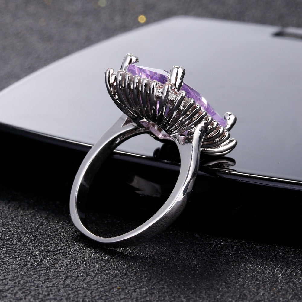 Luxury Zirconia Sterling Silver Ring - Rings - Pretland | Spiritual Crystals & Jewelry