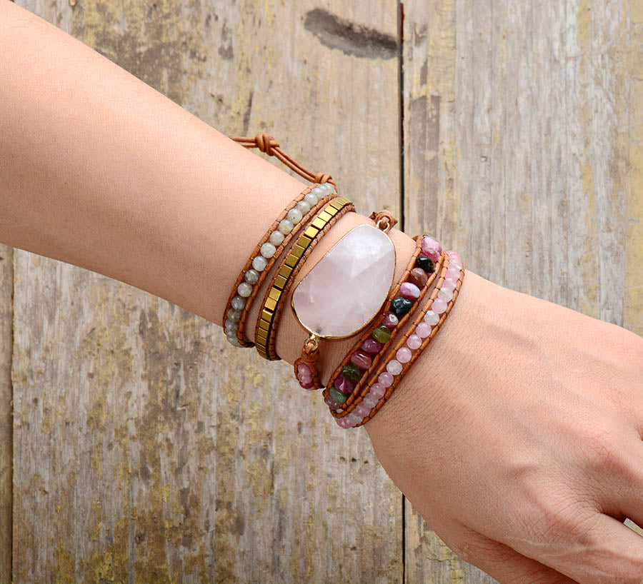 Inspired Rose Quartz Bracelet - Wrap Bracelets - Pretland | Spiritual Crystals & Jewelry