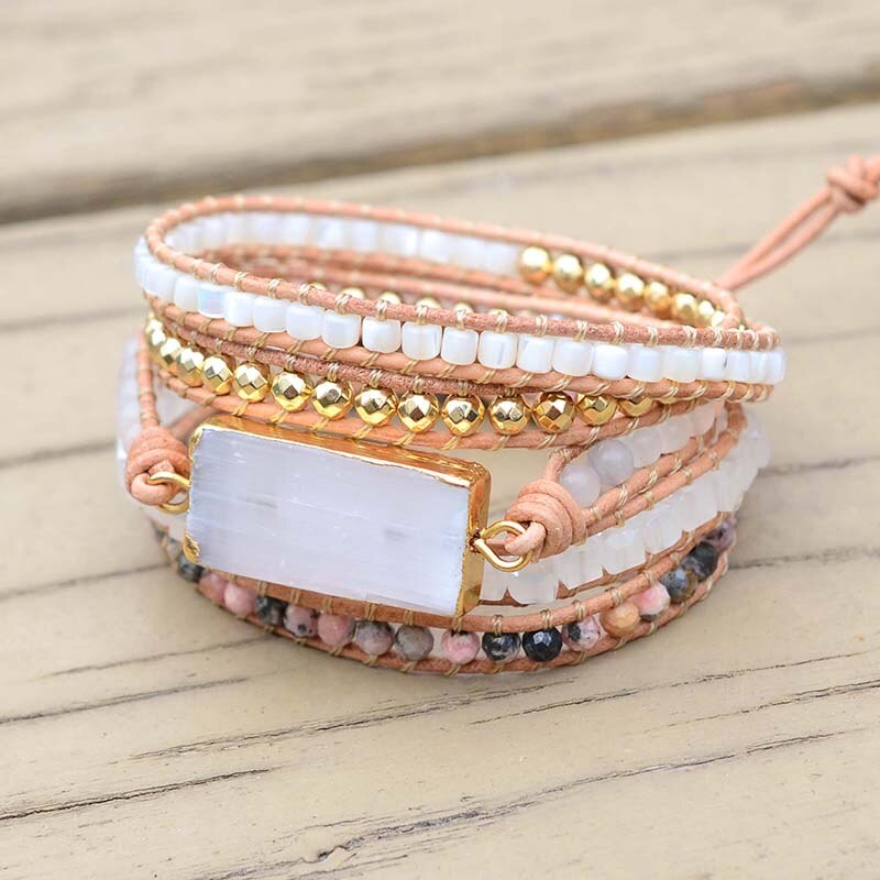 Spiritual Gypsum Stone Wrap Bracelet - Wrap Bracelets - Pretland | Spiritual Crystals & Jewelry