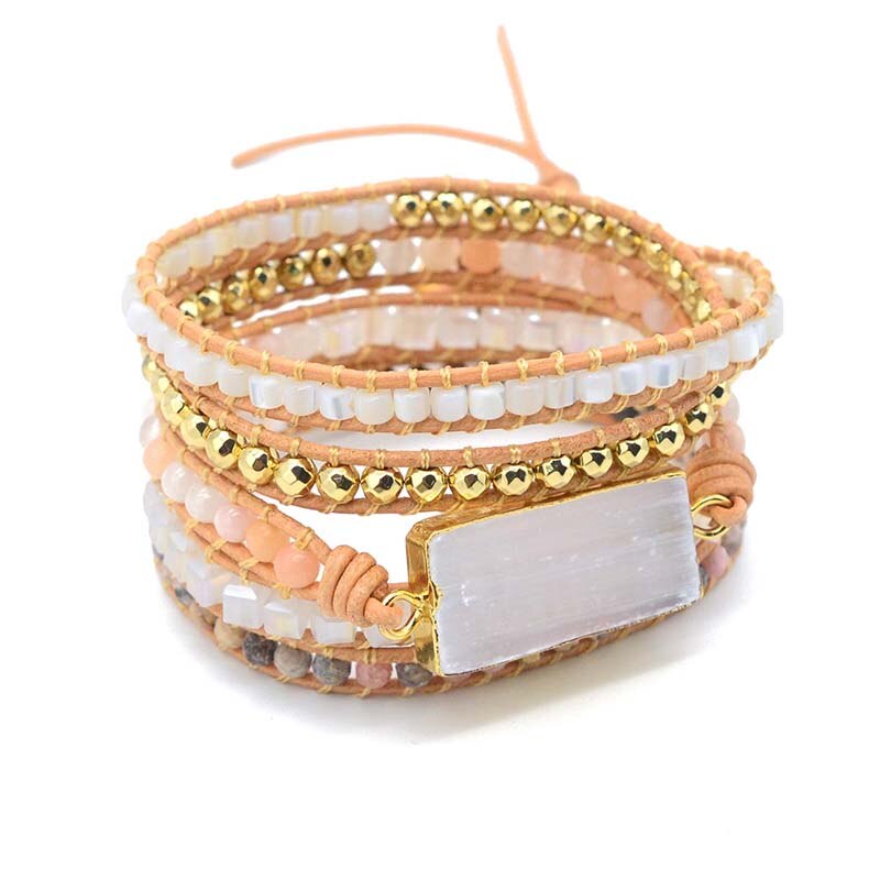 Spiritual Gypsum Stone Wrap Bracelet - Wrap Bracelets - Pretland | Spiritual Crystals & Jewelry