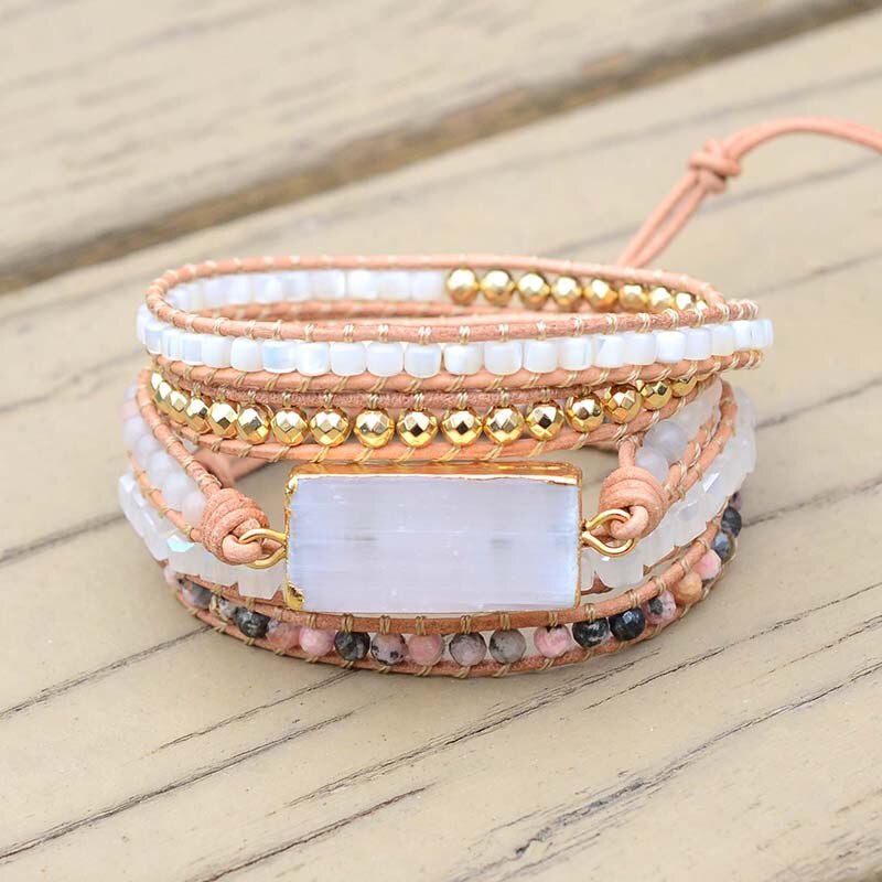 Spiritual Gypsum Stone Wrap Bracelet - Wrap Bracelets - Pretland | Spiritual Crystals & Jewelry