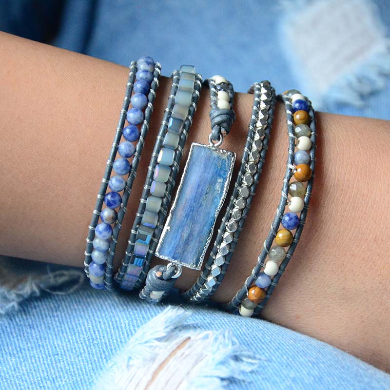 Aura Blue Topaz Bracelet - Wrap Bracelets - Pretland | Spiritual Crystals & Jewelry