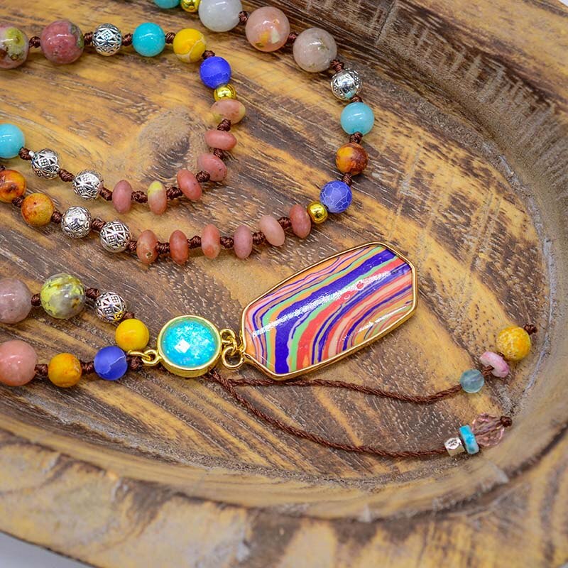 Natural Beads Knot Necklace - Necklaces - Pretland | Spiritual Crystals & Jewelry