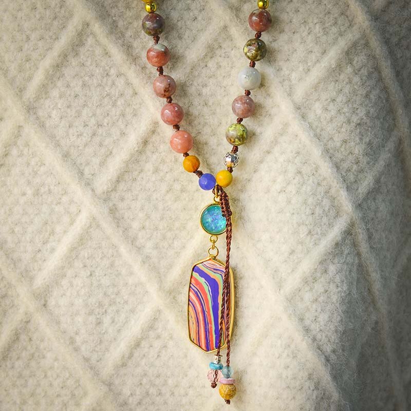 Natural Beads Knot Necklace - Necklaces - Pretland | Spiritual Crystals & Jewelry