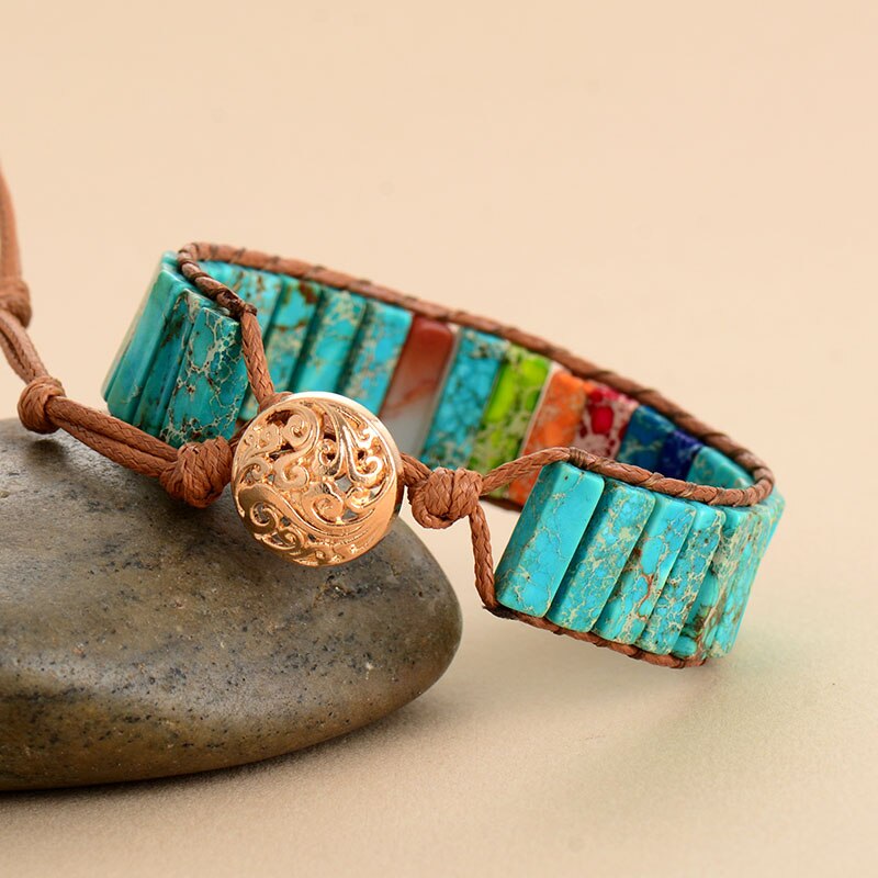 Spiritual 7 Chakra Tube Bracelet - Bracelets - Pretland | Spiritual Crystals & Jewelry