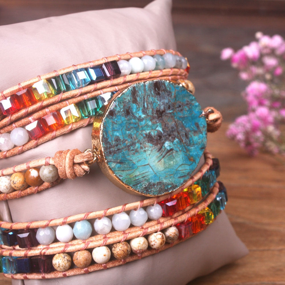 Spirit Rainbow Jasper Wrap Bracelet - Wrap Bracelets - Pretland | Spiritual Crystals & Jewelry