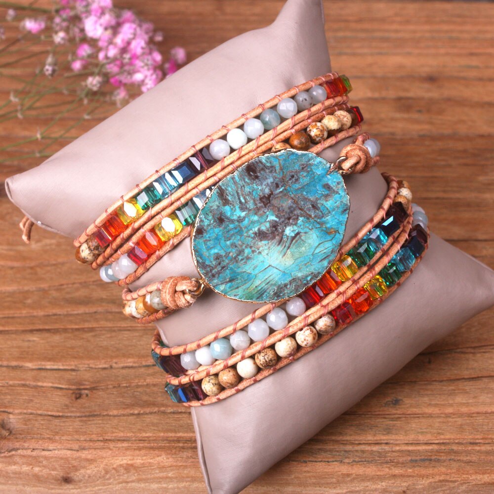 Spirit Rainbow Jasper Wrap Bracelet - Wrap Bracelets - Pretland | Spiritual Crystals & Jewelry