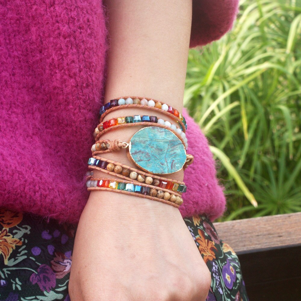 Spirit Rainbow Jasper Wrap Bracelet - Wrap Bracelets - Pretland | Spiritual Crystals & Jewelry