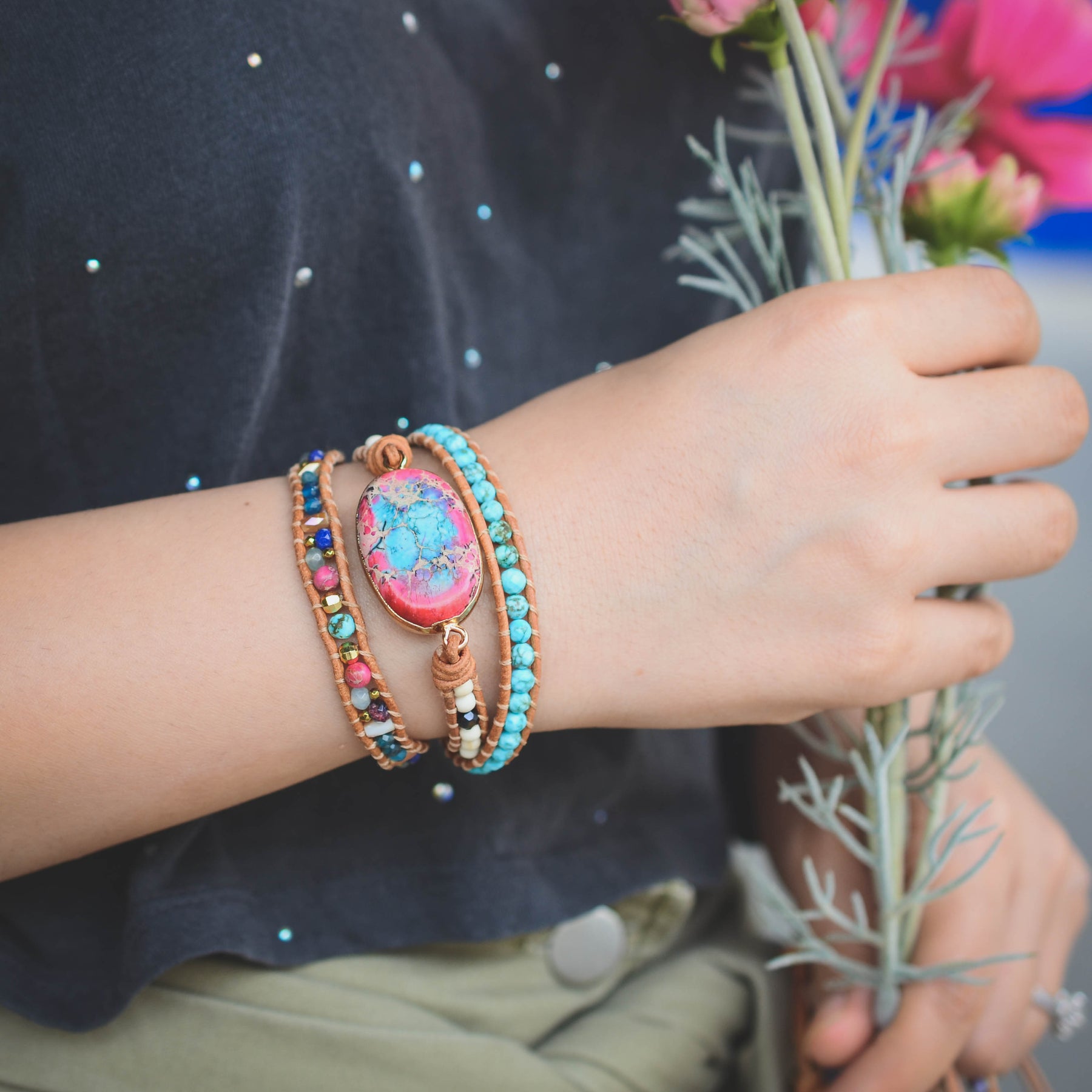 Handmade Spirit Turquoise Energy Bracelet - Wrap Bracelets - Pretland | Spiritual Crystals & Jewelry